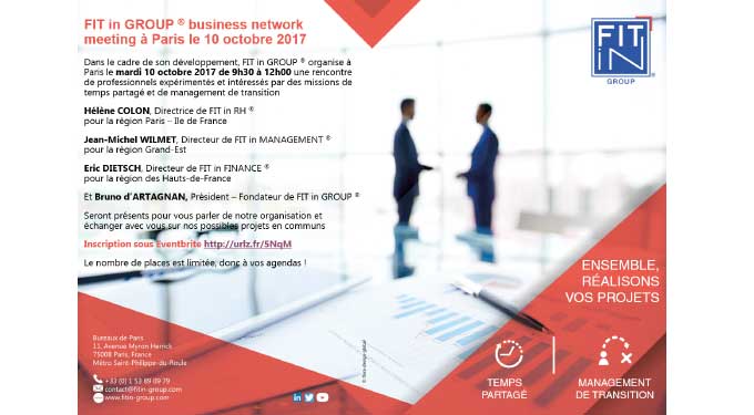 FIT in GROUP ® business network meeting à Paris le 10 octobre 2017