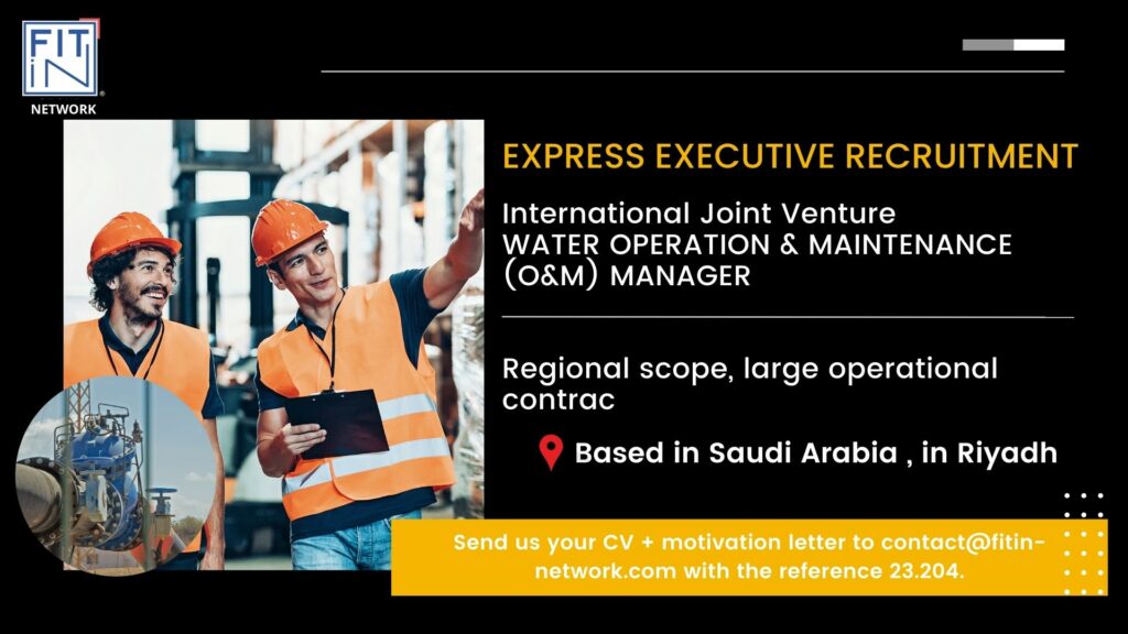 Recruitment Executive Express – Water Operations and Maintenance Manager, Ref. 23.204